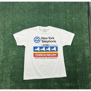 Vtg New York Telephone Torch Relay Runner T-shirt Mens Large White 1993